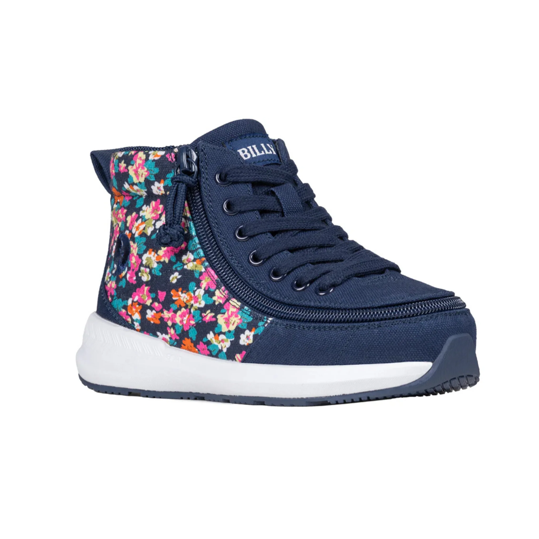Billy Footwear (Kids) - High Top Goat Navy Floral Shoes - Image 3