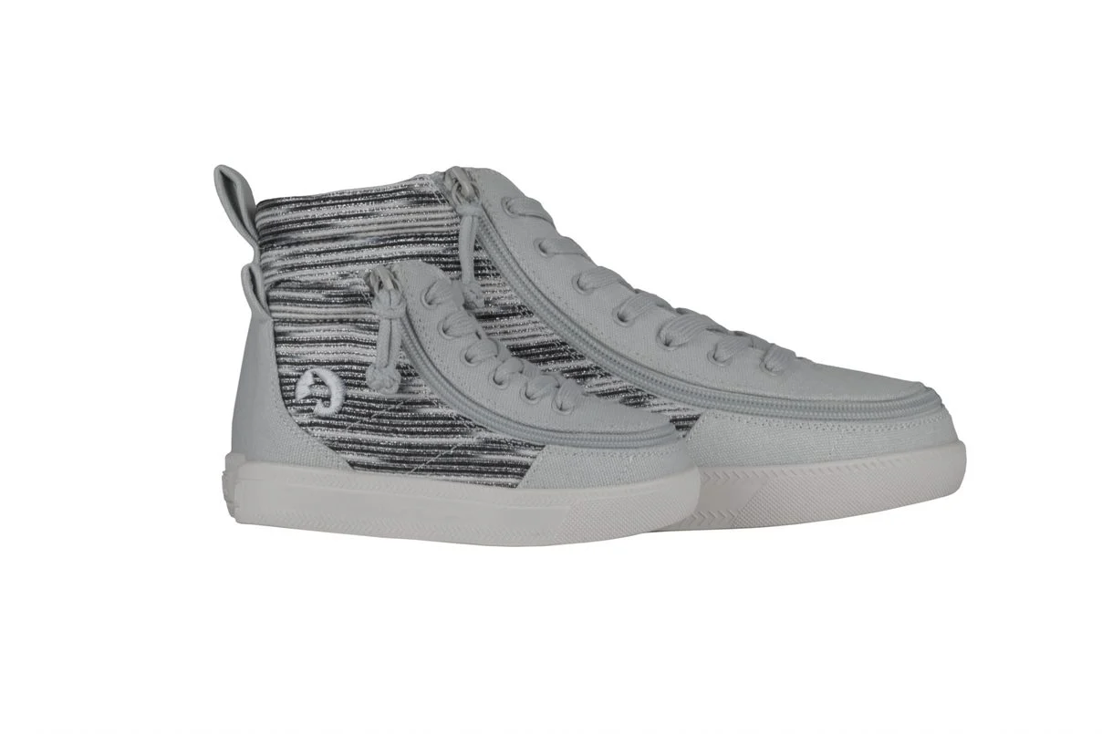 Billy Footwear (Kids) WDR Fit - High Top Silver Streak Canvas Shoes - Image 10