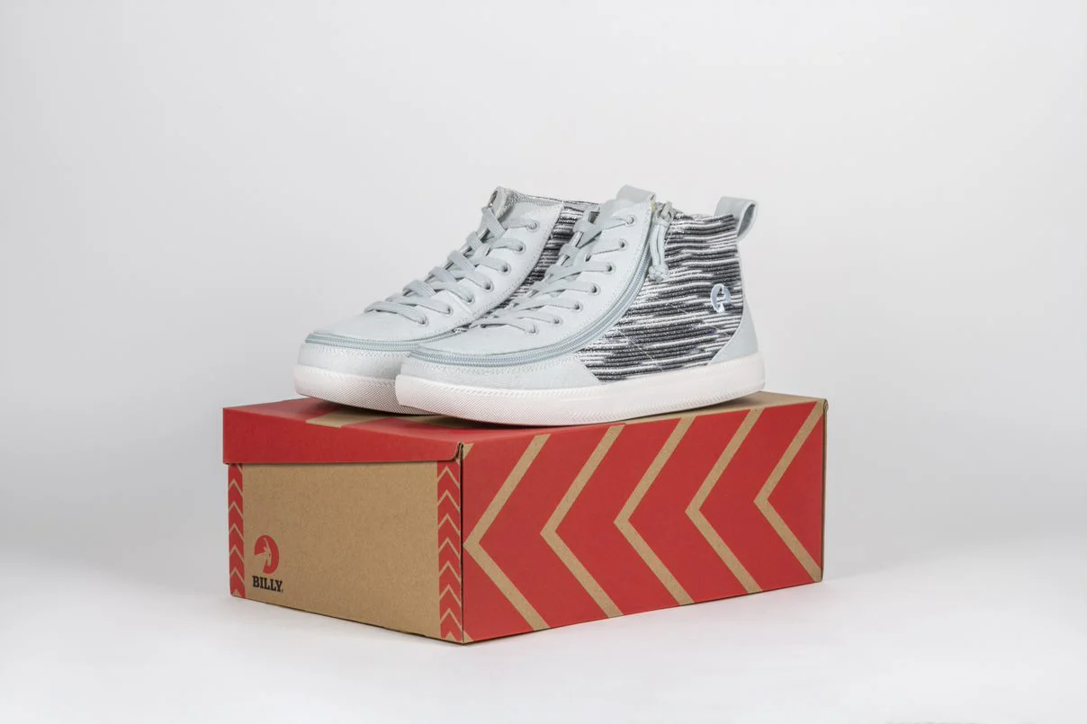 Billy Footwear (Kids) WDR Fit - High Top Silver Streak Canvas Shoes - Image 14