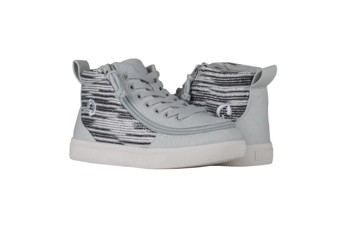 Billy Footwear (Kids) WDR Fit - High Top Silver Streak Canvas Shoes - Image 7