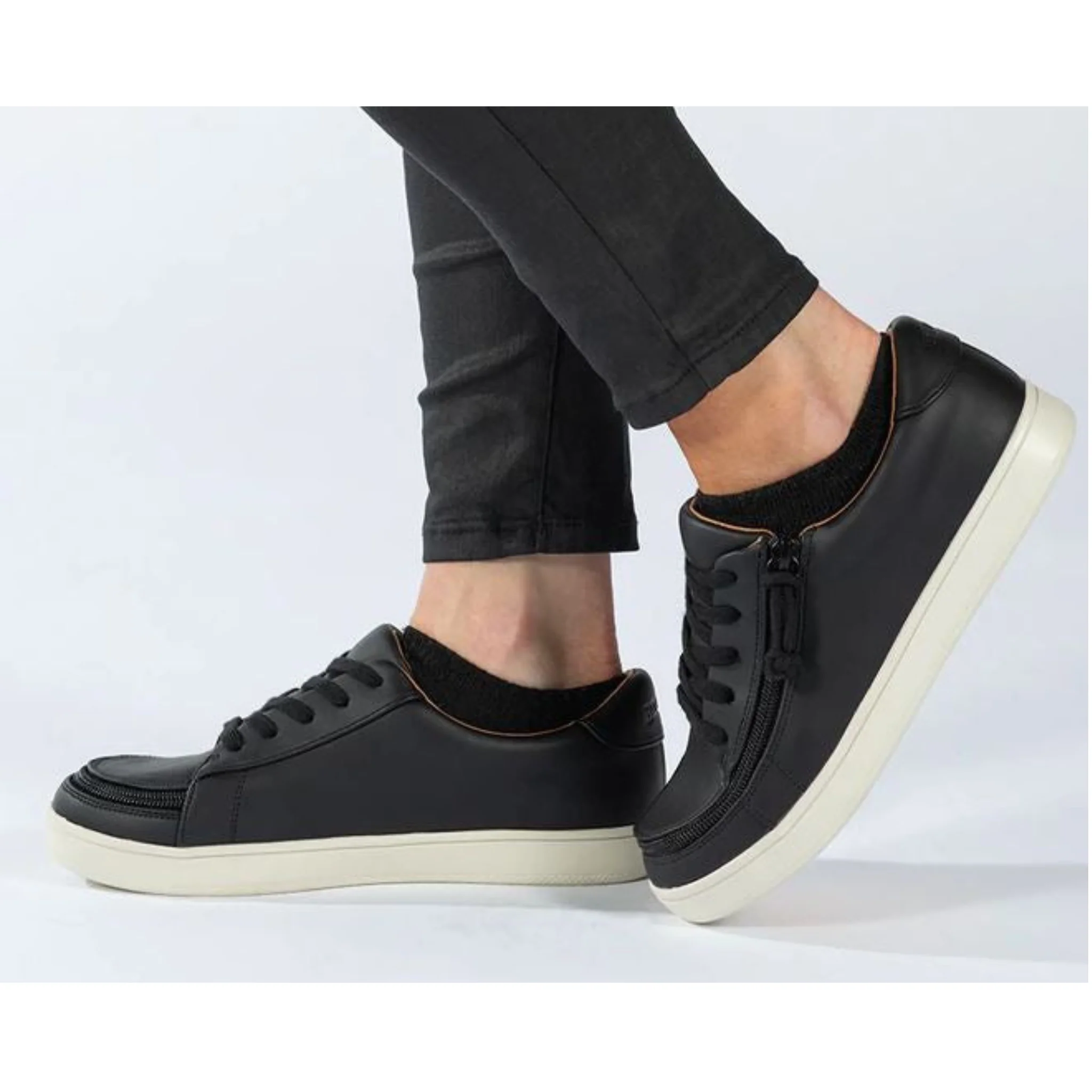 Billy Footwear (Womens) - Low Top Faux Leather Black/White Stitch Shoes - Image 7